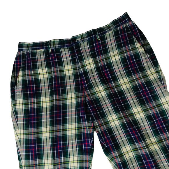 Ralph Lauren Vintage Christmas Golf Plaid Cotton 90s Y2K Old Money Pants 38x30 - Picture 2 of 8